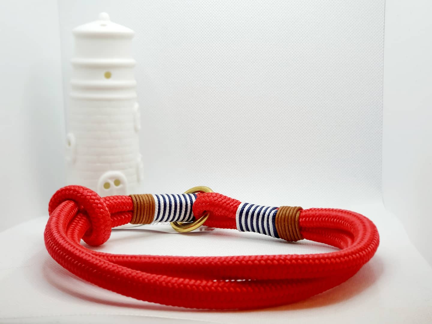 Set "rot-maritim" mit Leine und Halsband