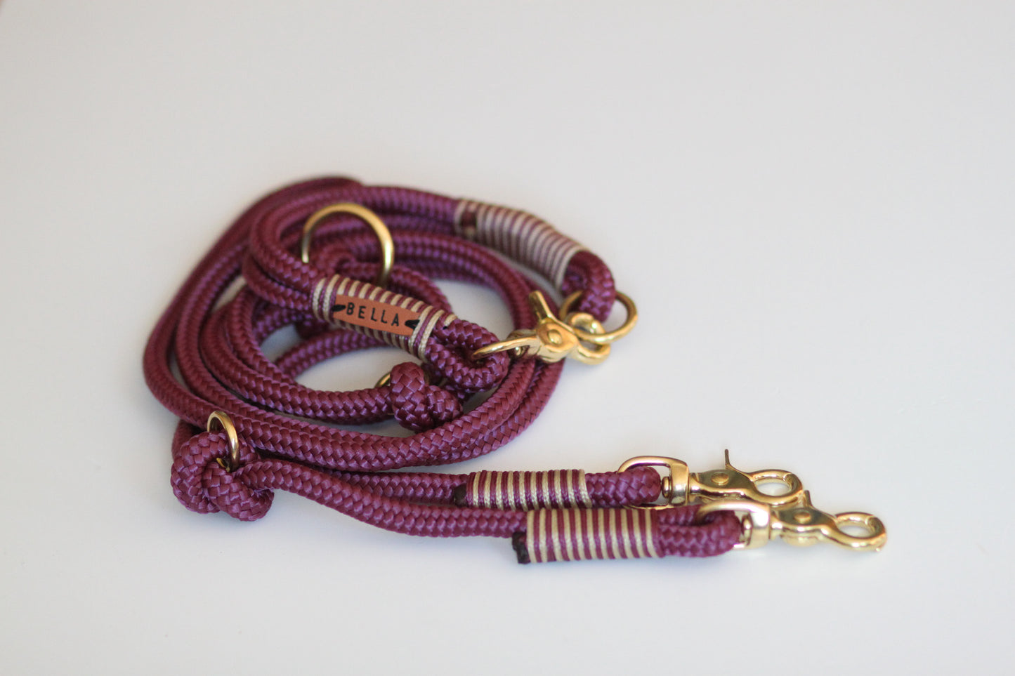 Set "bordeaux-beige" mit Leine und Halsband